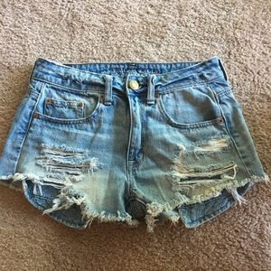 American Eagle distress cut out denim shorts